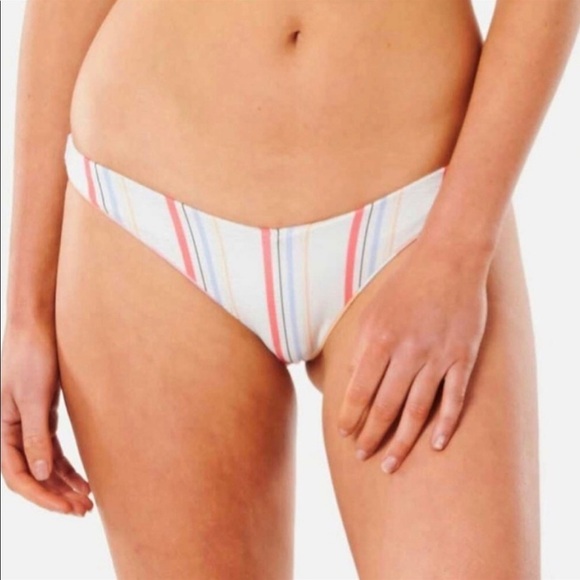 ☀️RIP CURL☀️ BLOSSOM STRIPE TRI TOP BLOSSOM HI LEG REVERSIBLE BIKINI SET - Picture 12 of 16